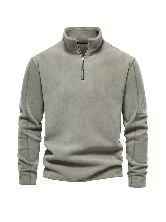 Heren Halve Rits Fleece Pullover | Warme Lange Mouwen Casual Trui
