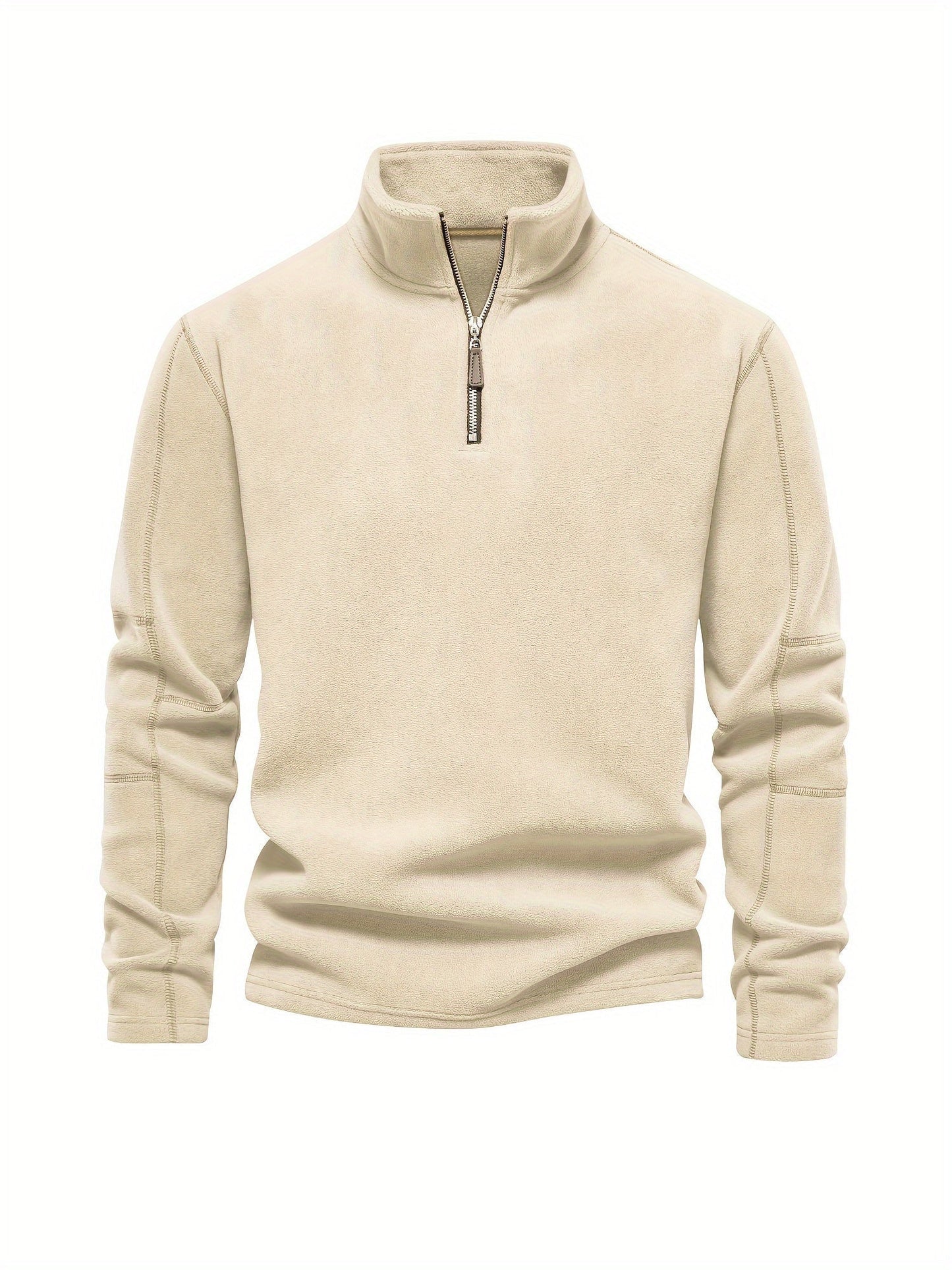 Heren Halve Rits Fleece Pullover | Warme Lange Mouwen Casual Trui