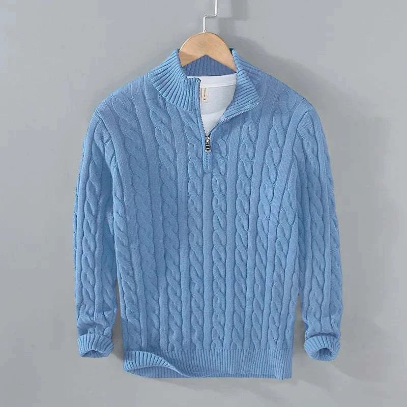 Heren Kabelgebreide Half-Zip Trui