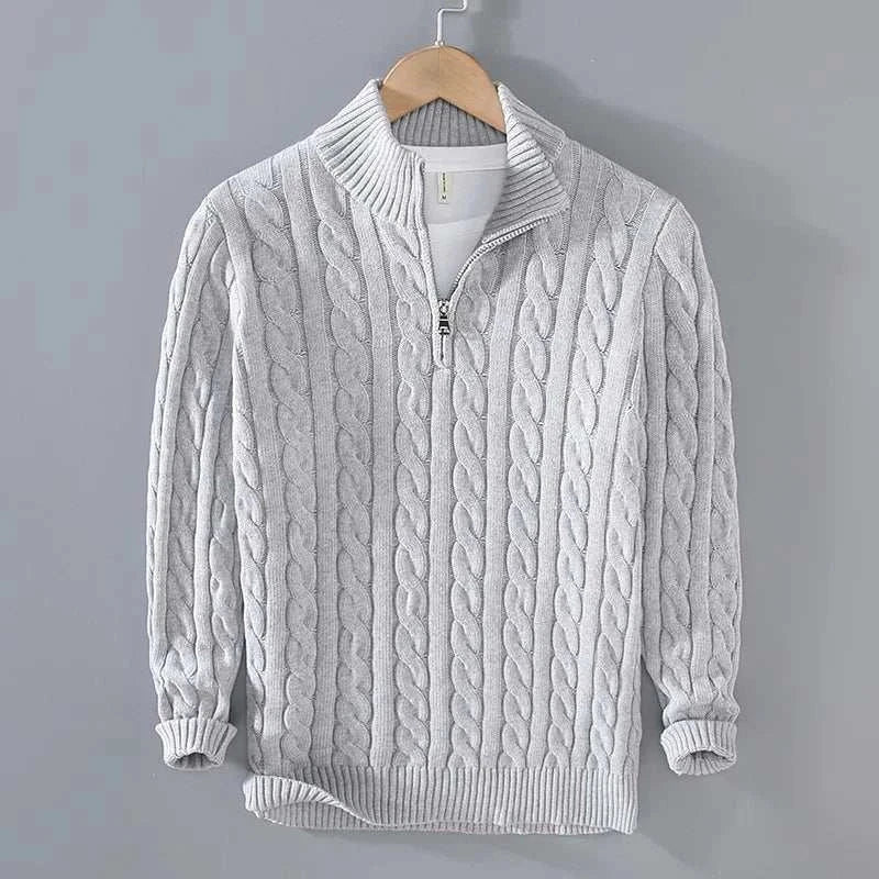 Heren Kabelgebreide Half-Zip Trui