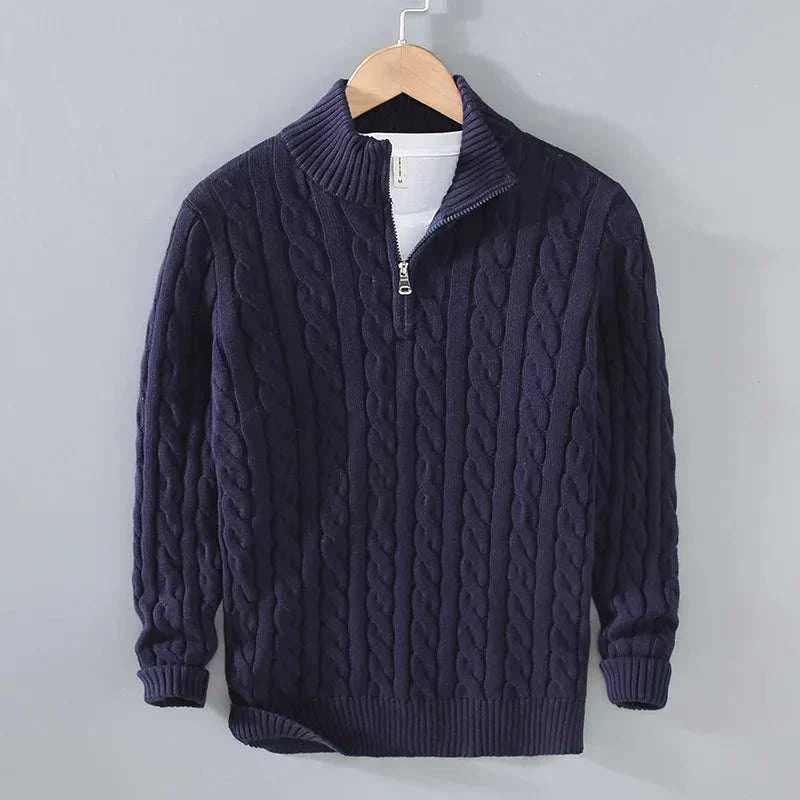 Heren Kabelgebreide Half-Zip Trui