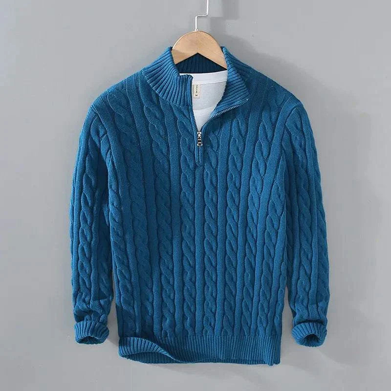 Heren Kabelgebreide Half-Zip Trui