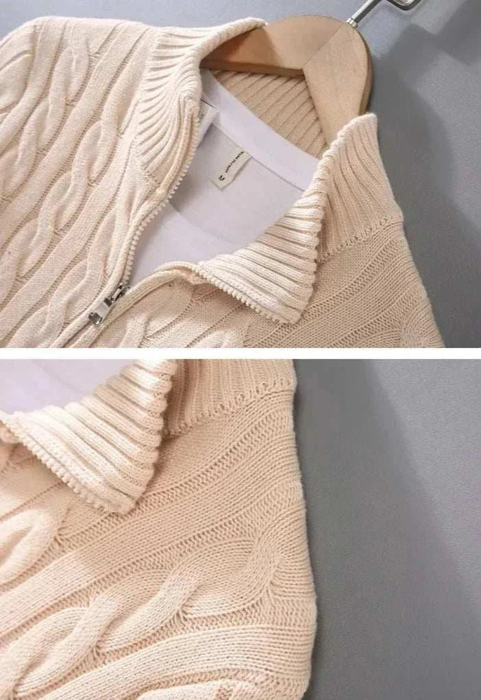 Heren Kabelgebreide Half-Zip Trui