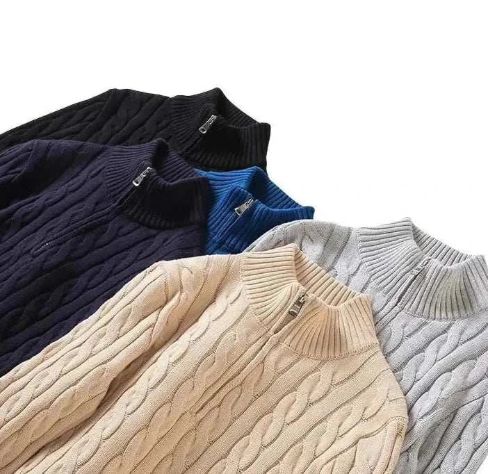 Heren Kabelgebreide Half-Zip Trui