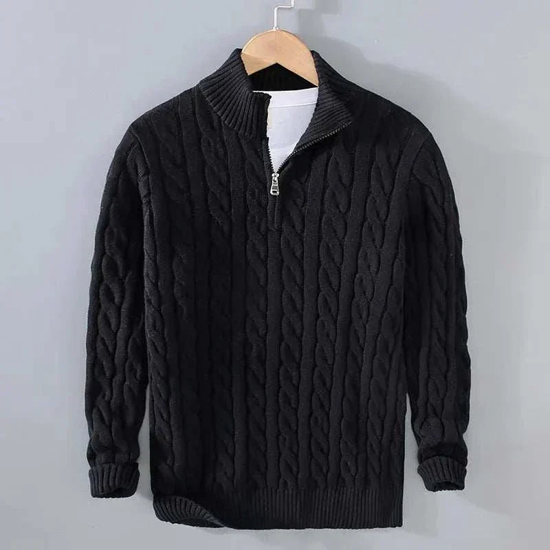 Heren Kabelgebreide Half-Zip Trui