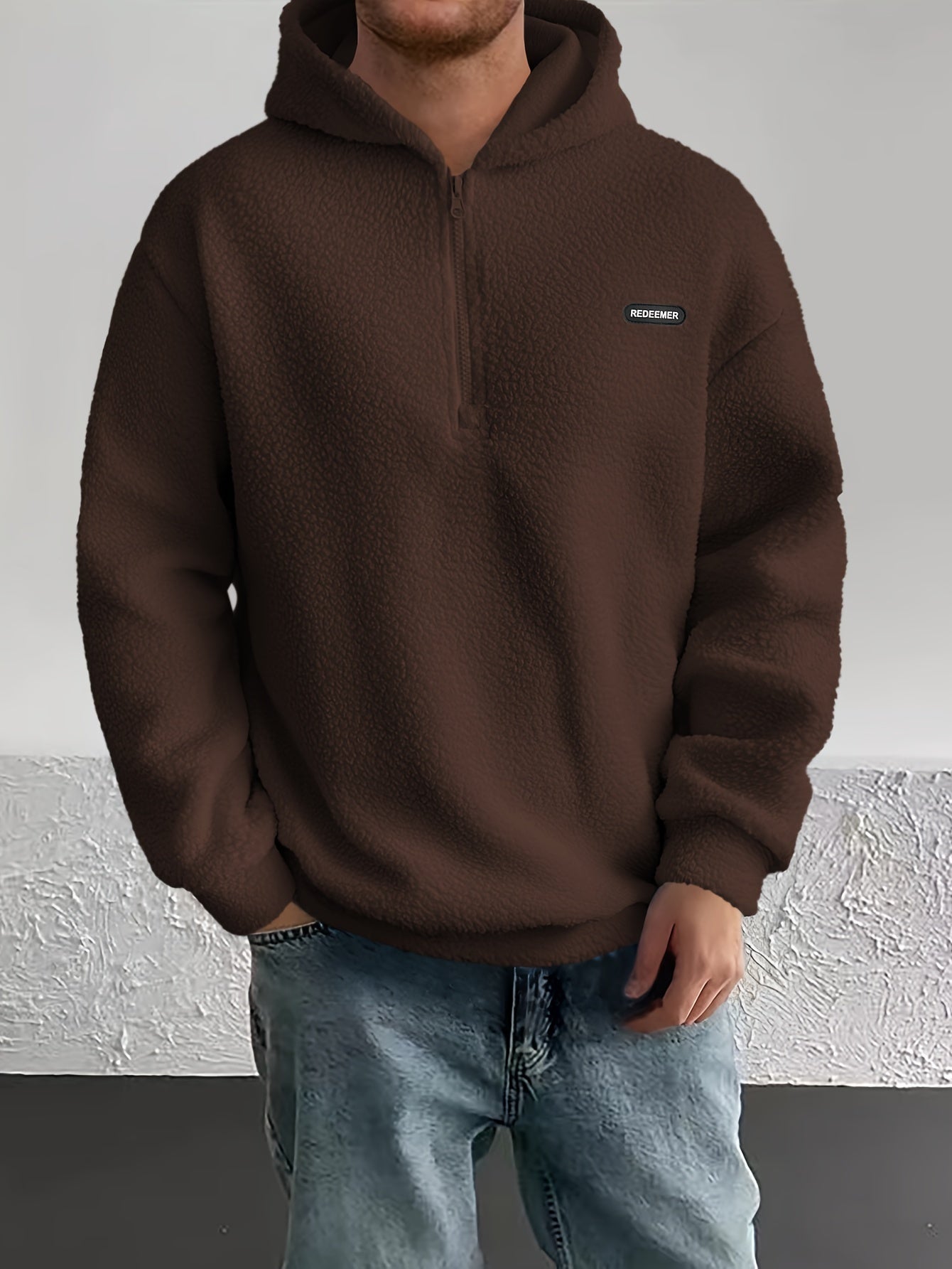 Heren Sherpa Fleece Hoodie | Halve Rits Casual Pullover