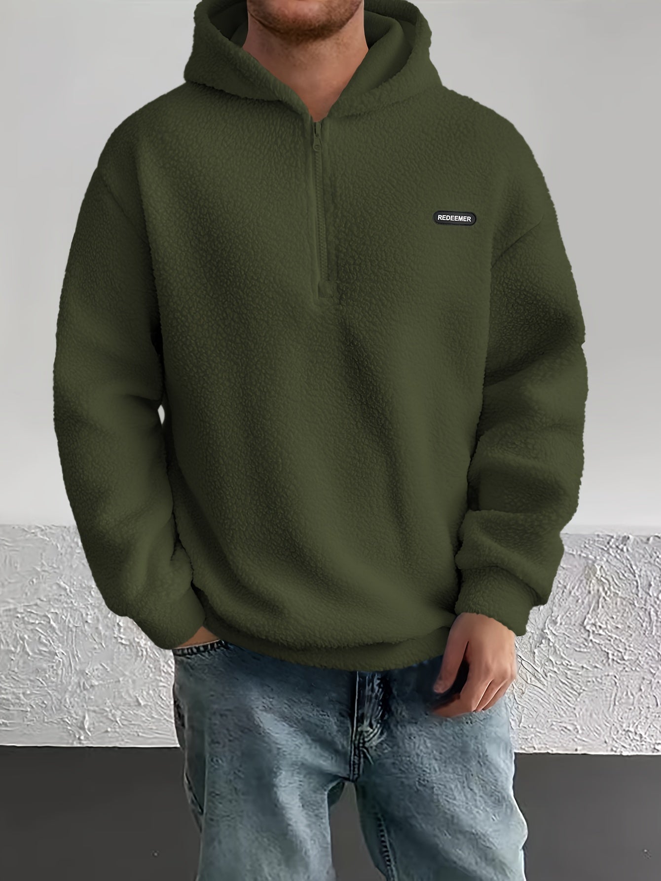 Heren Sherpa Fleece Hoodie | Halve Rits Casual Pullover