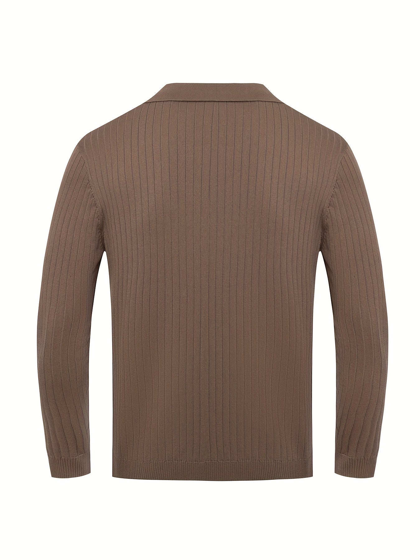 Heren Zwarte Geribde Gebreide Polo Trui | Slim Fit Lange Mouw Pullover
