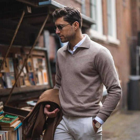 Heren Sweater - V-Hals Design - Polo Stijl