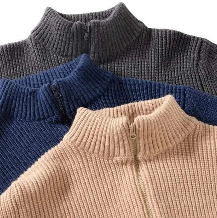 Heren Trui - Zip-Up - Staande Kraag - Polyestermix