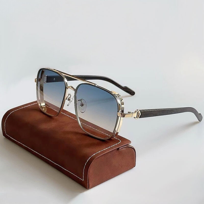 Heren Zonnebril – Luxe Design – Houten Textuur – UV400 Bescherming