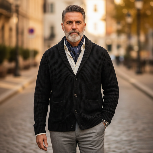 Herenvest – Gebreid wol – Knoopsluiting – Comfortabele pasvorm