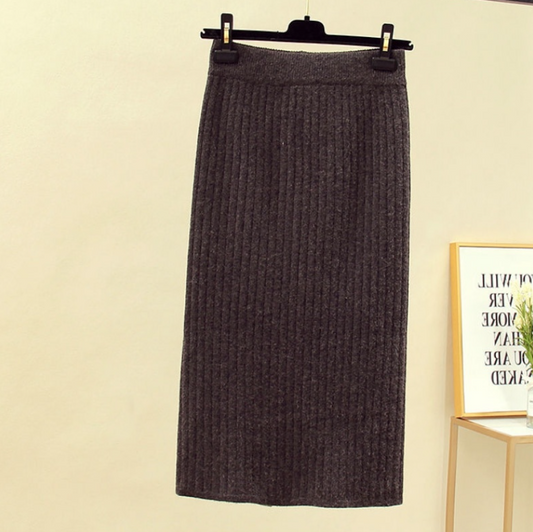 Lange Rok Dames met Flatterende Pasvorm voor Elke Gelegenheid - Comfortabele Ribgebreide Midi Rok-1