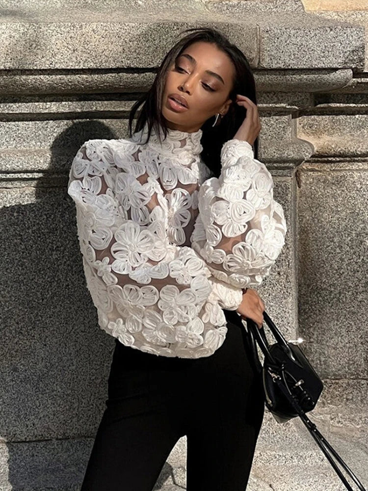 Leona - Elegante blouse met lantaarnmouw