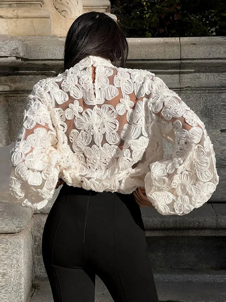 Leona - Elegante blouse met lantaarnmouw