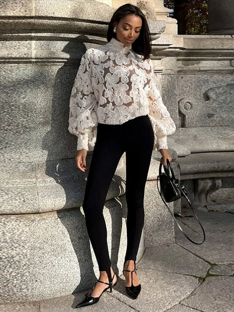 Leona - Elegante blouse met lantaarnmouw