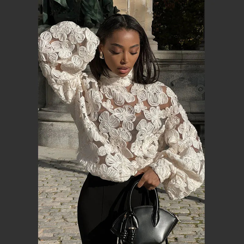 Leona - Elegante blouse met lantaarnmouw