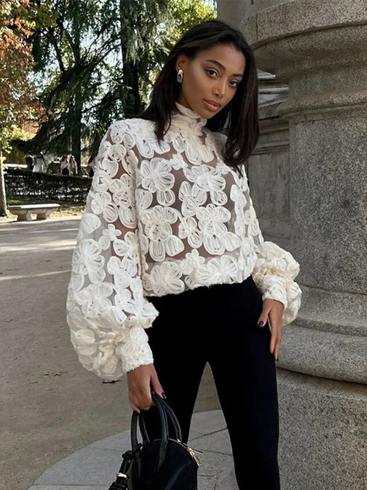 Leona - Elegante blouse met lantaarnmouw