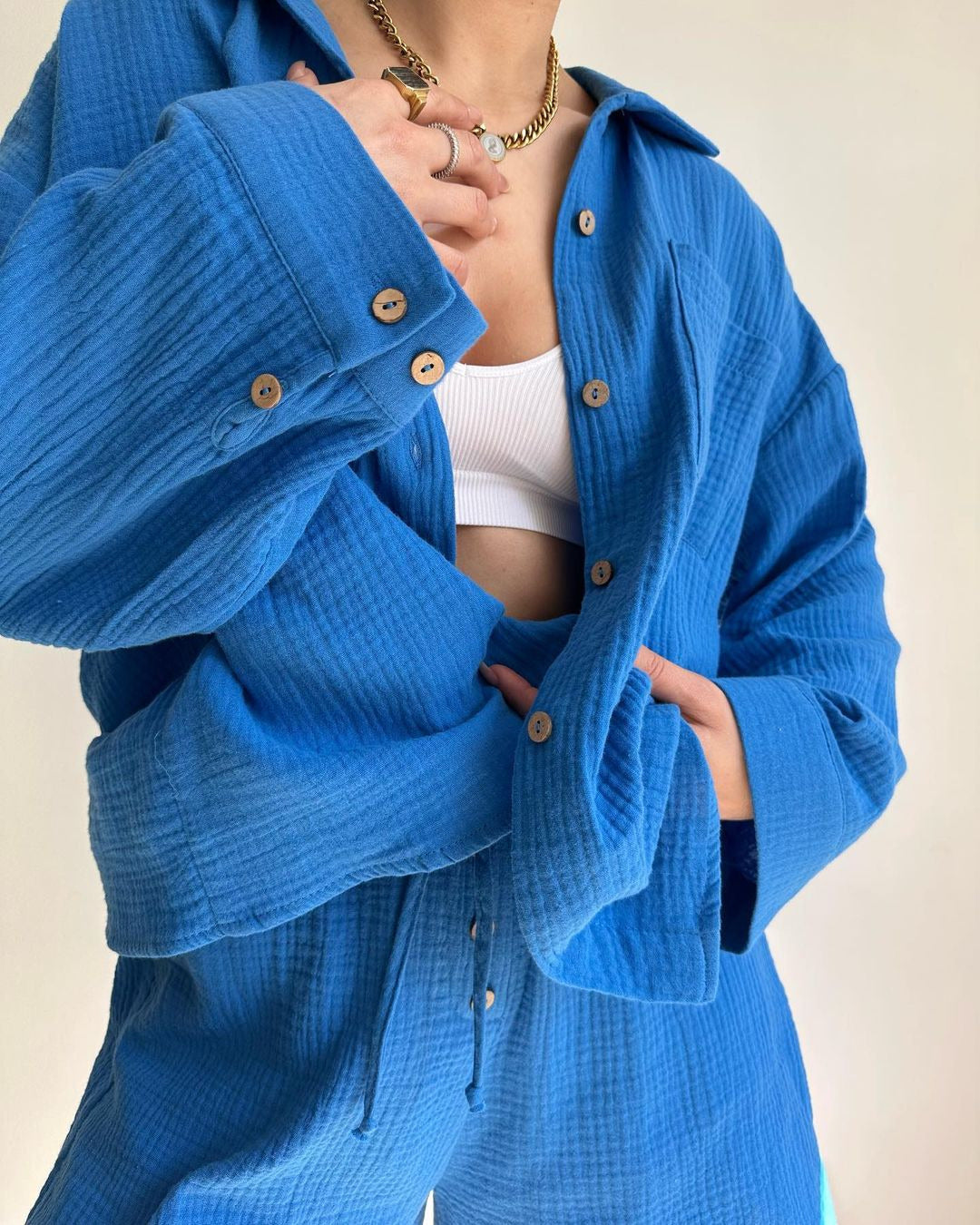 Dames Set - Oversized Pasvorm - Katoenen Materiaal - Twee-Delig Ontwerp