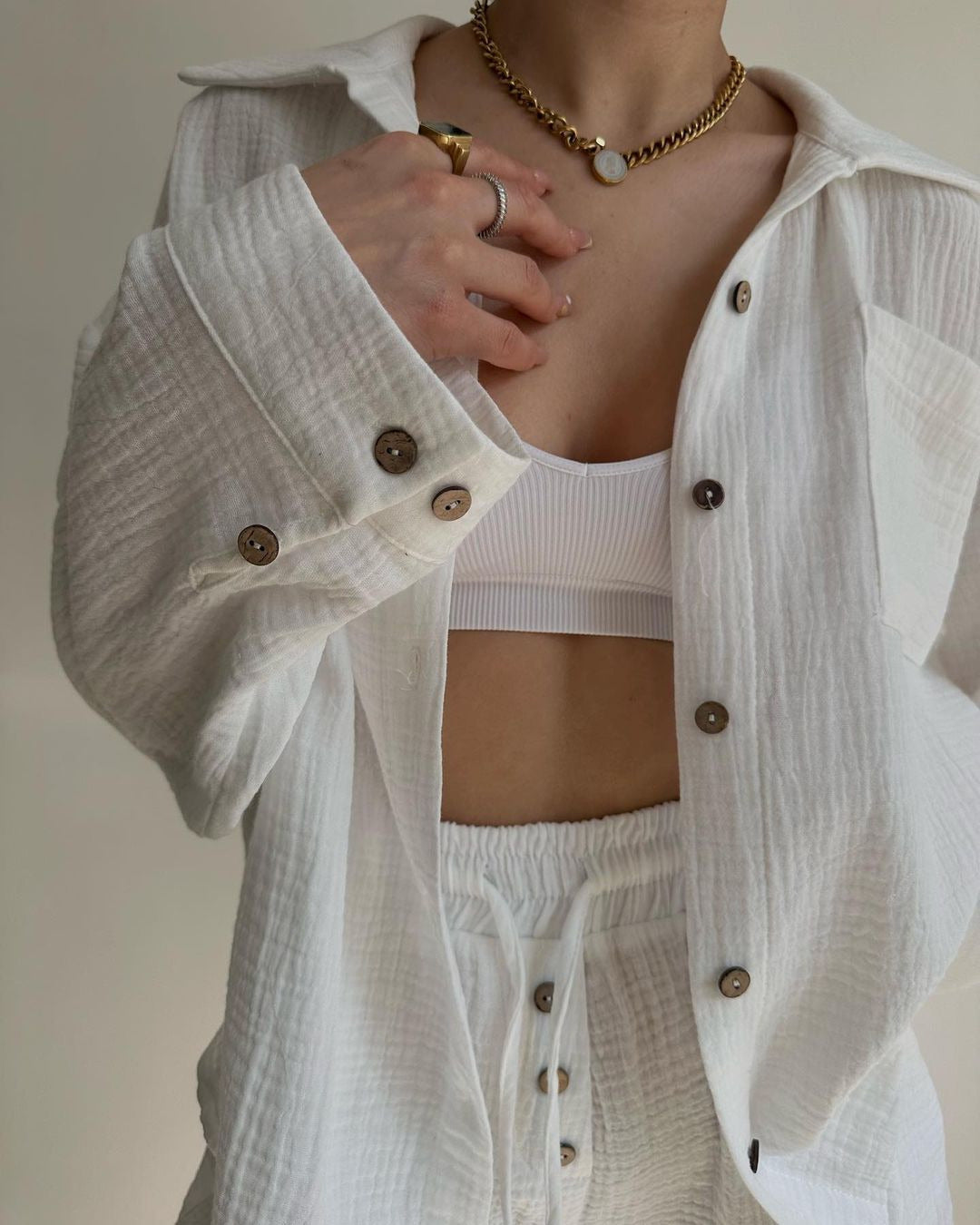 Dames Set - Oversized Pasvorm - Katoenen Materiaal - Twee-Delig Ontwerp
