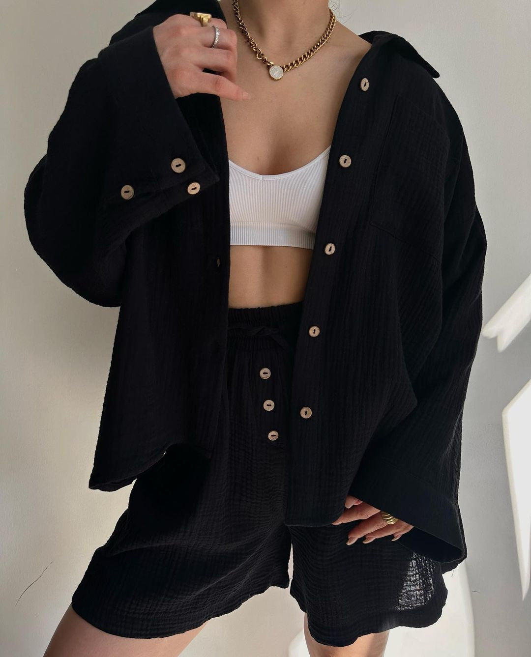 Dames Set - Oversized Pasvorm - Katoenen Materiaal - Twee-Delig Ontwerp