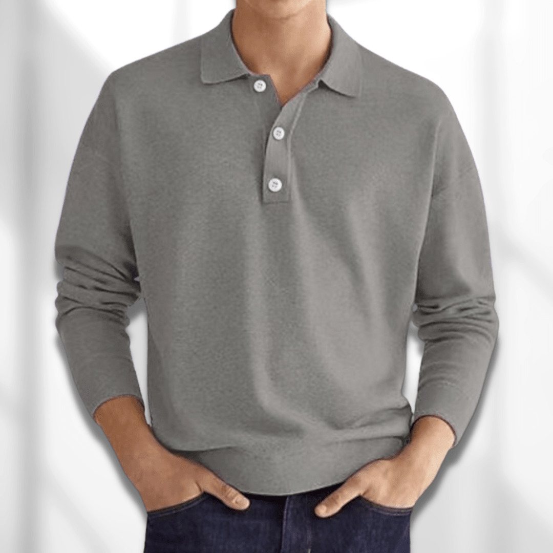 Heren Poloshirt - Lange Mouwen - Gebreid - Verfijnde Stijl