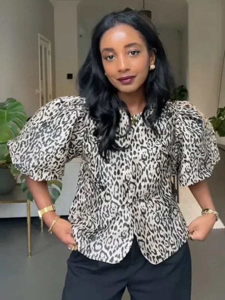 Luchtige damesblouse met pofmouwen - Stijlvolle damesblouse voor elke gelegenheid
