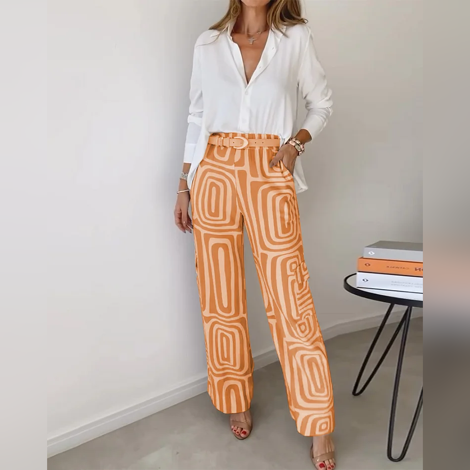 Pantalon Set Met Blouse En Riem | Mode Voor Vrouwen | Anna