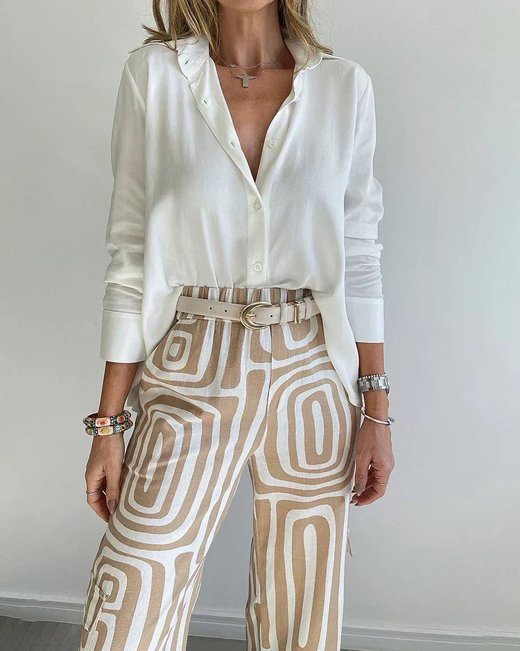 Kammay Pantalon Set Met Blouse En Riem | Mode Voor Vrouwen | Perfect Voor Werk En Vrije Tijd | Anna-4