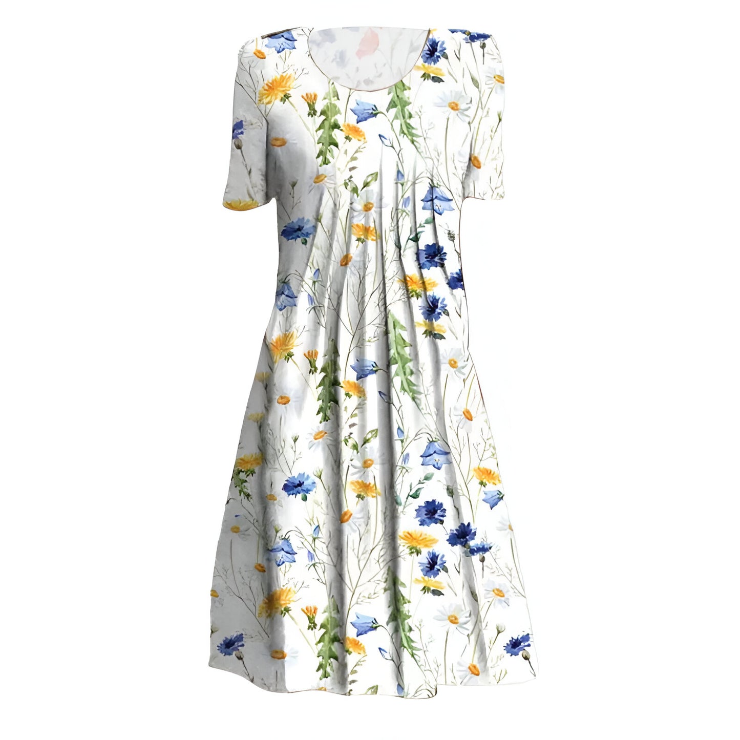 Dames midi-jurk – Bloemenprint – Ademende stof – Met zakken
