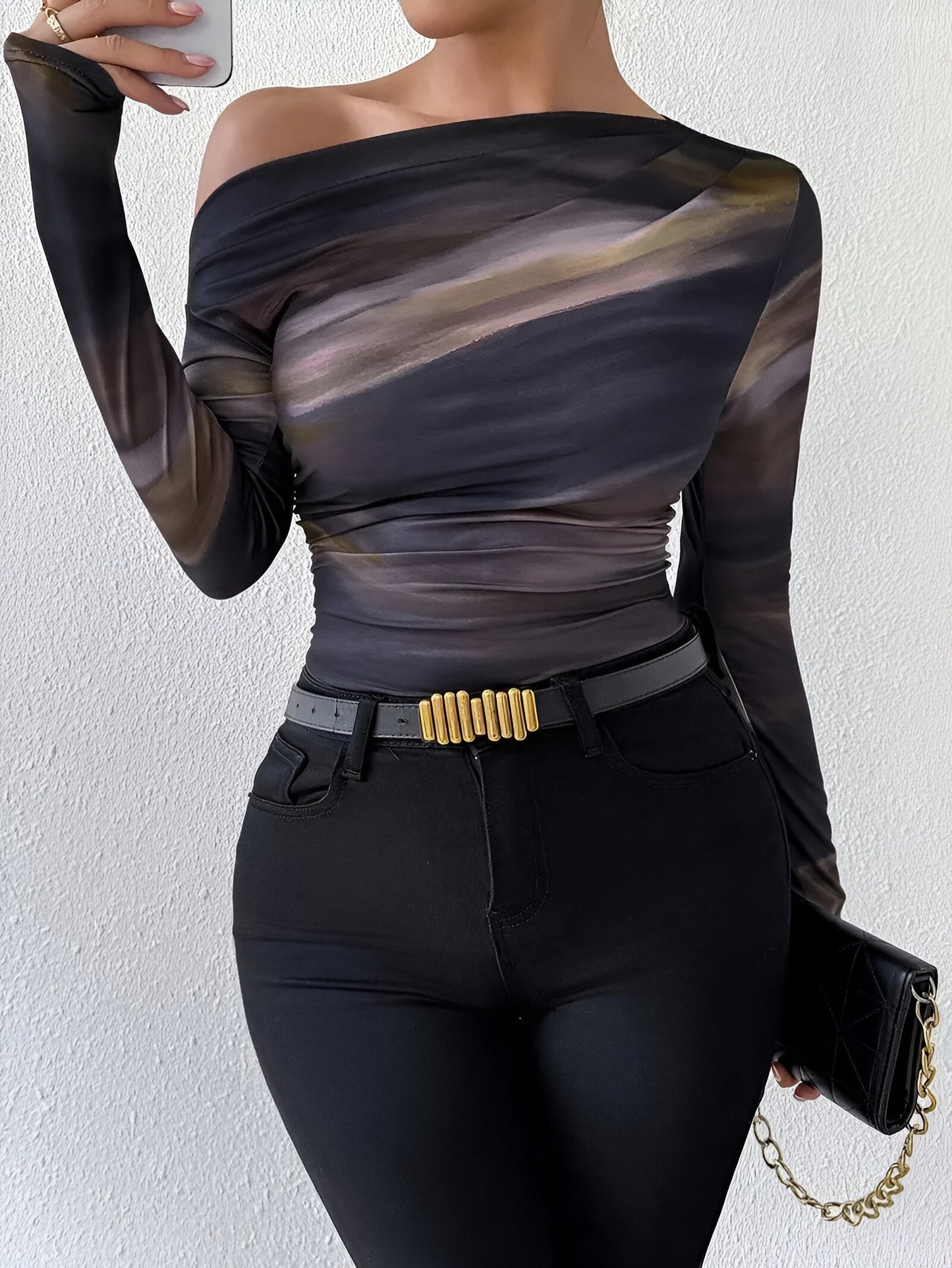 Stijlvol Dames T-shirt Lang Mouw-1