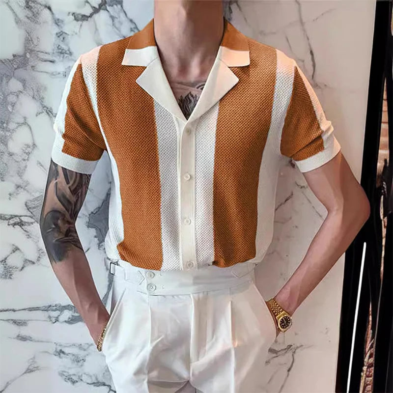 Stijlvol Gebreid Heren Shirt-4