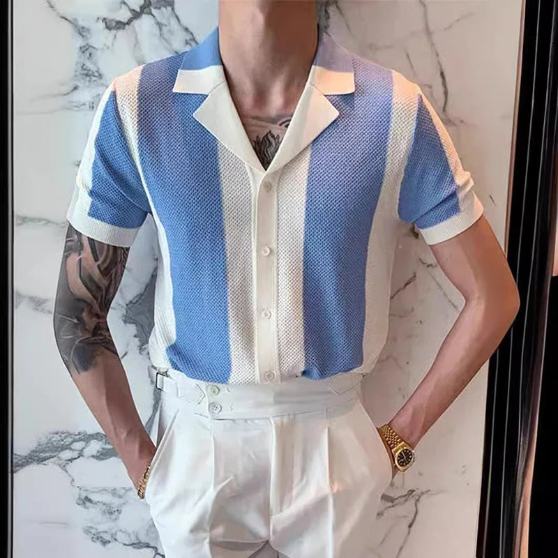 Stijlvol Gebreid Heren Shirt-1