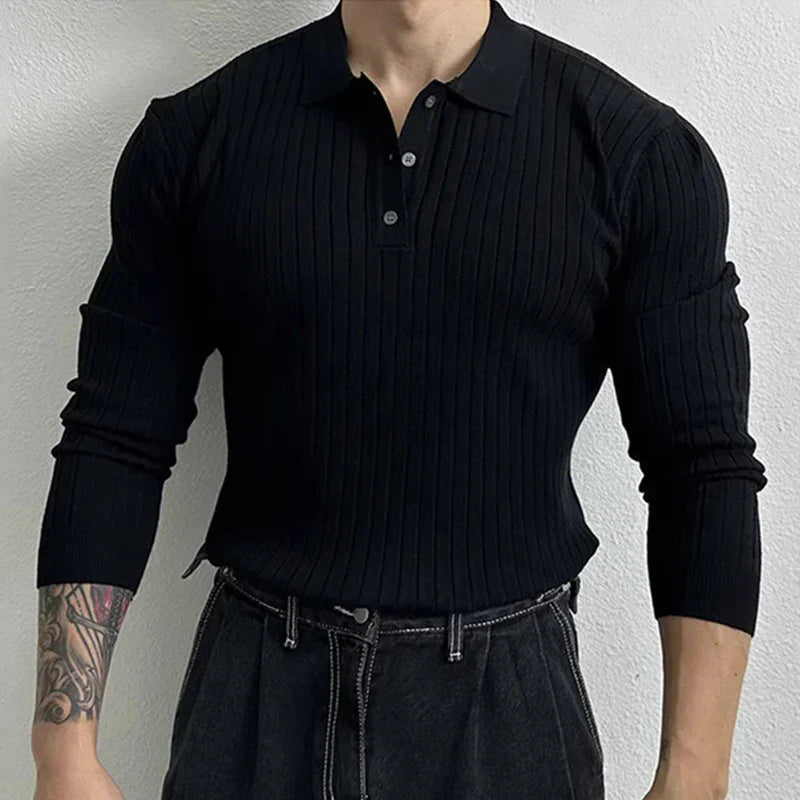 Stijlvol Gebreid Poloshirt Heren-5