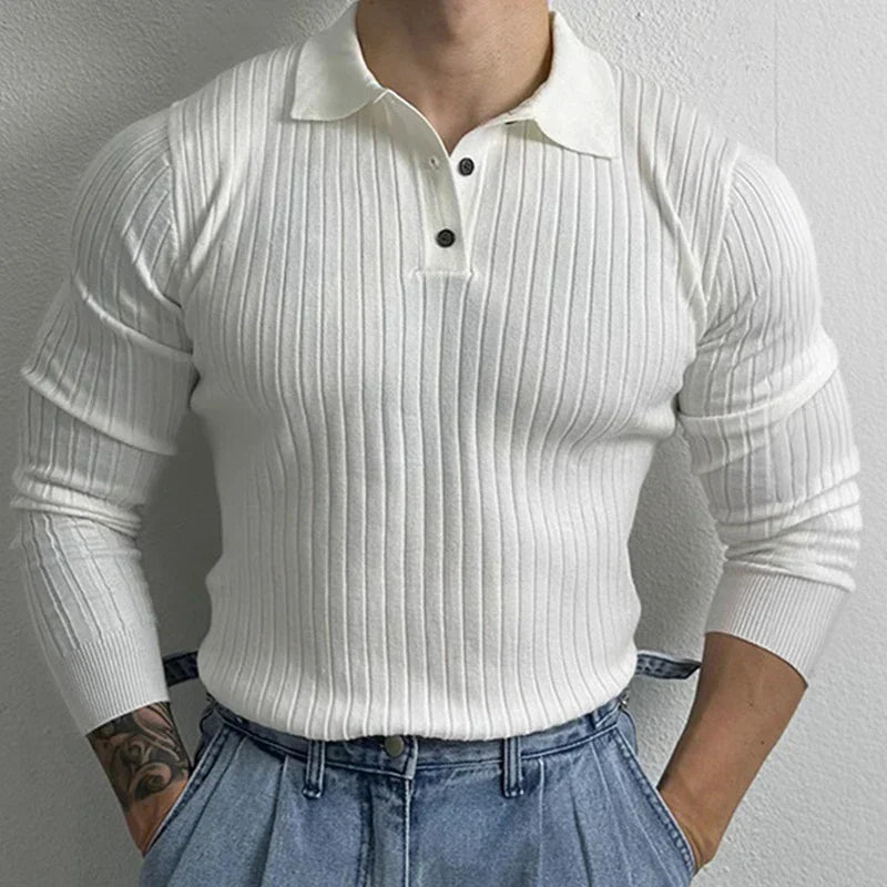 Variant image for Stijlvol Gebreid Poloshirt Heren-6