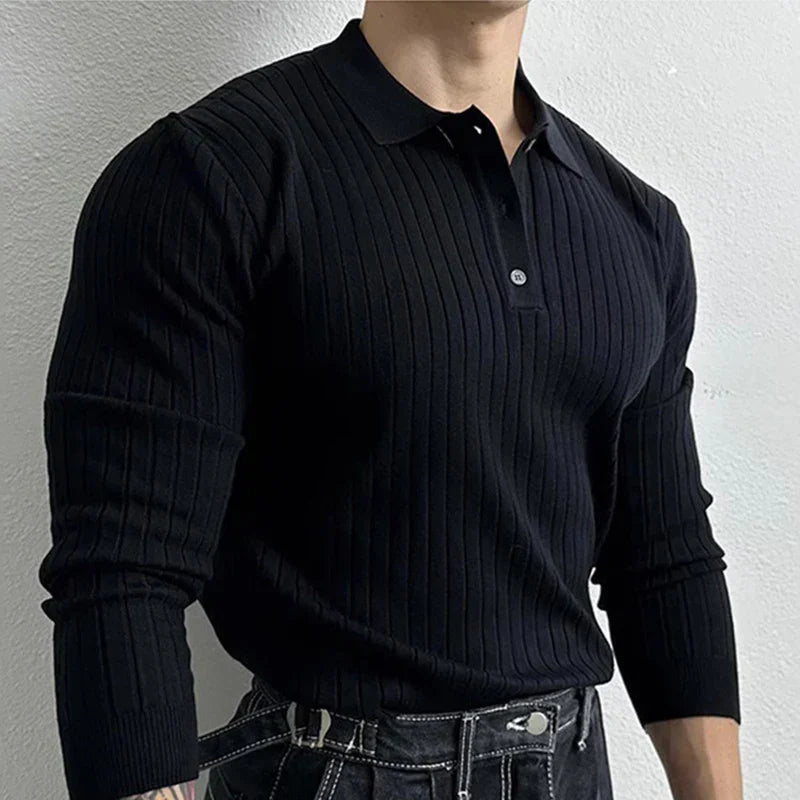 Variant image for Stijlvol Gebreid Poloshirt Heren-11