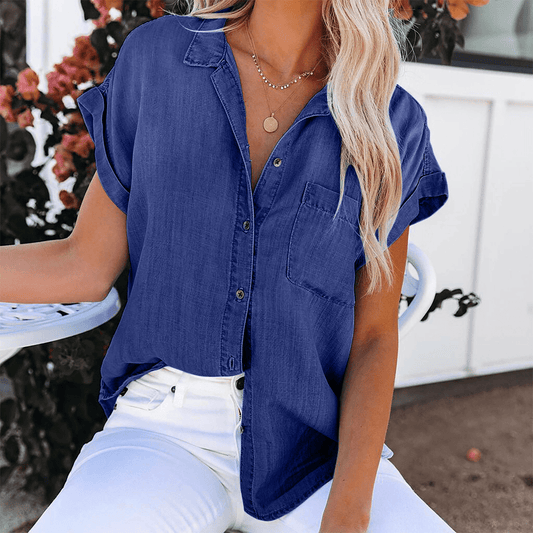 Stijlvolle Spijker Blouse Dames-1