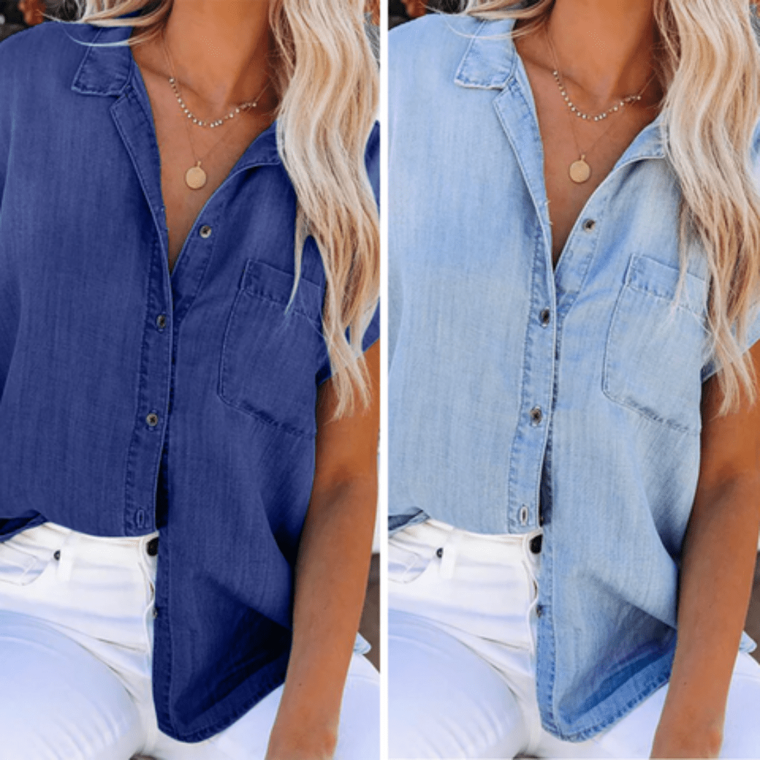Stijlvolle Spijker Blouse Dames-4