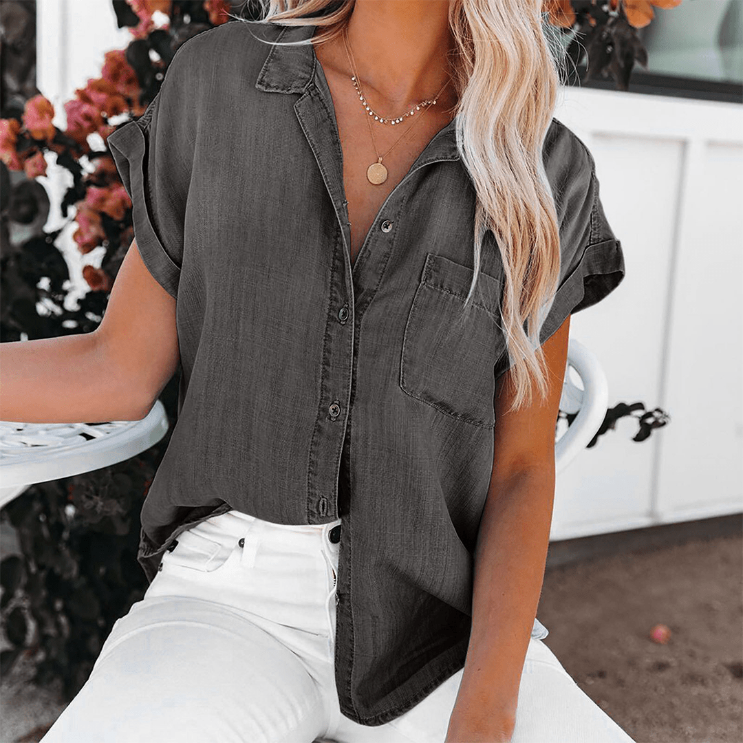 Variant image for Stijlvolle Spijker Blouse Dames-11