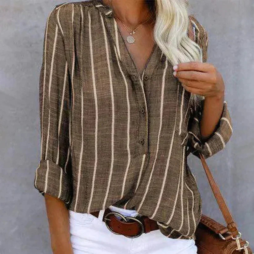 Tijdloze Gestreepte Blouse Dames-1