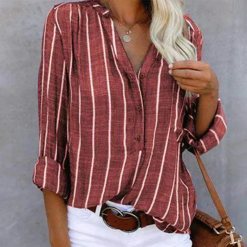 Variant image for Tijdloze Gestreepte Blouse Dames-8