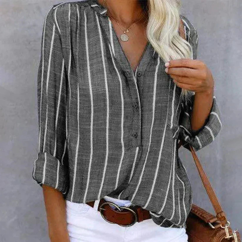 Variant image for Tijdloze Gestreepte Blouse Dames-14