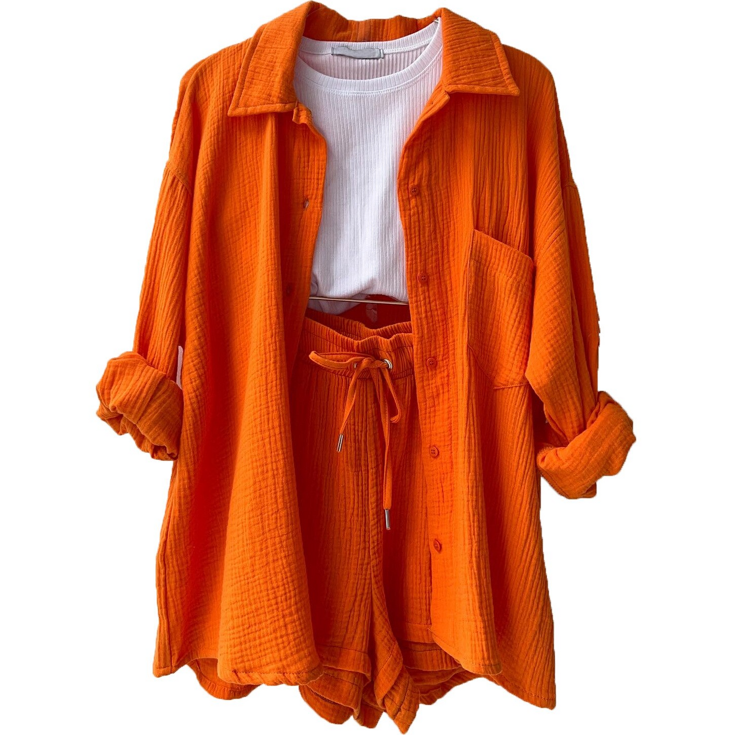 Tweedelige Dames Set - Katoenen Stof - Relaxed Fit - Casual Elegantie