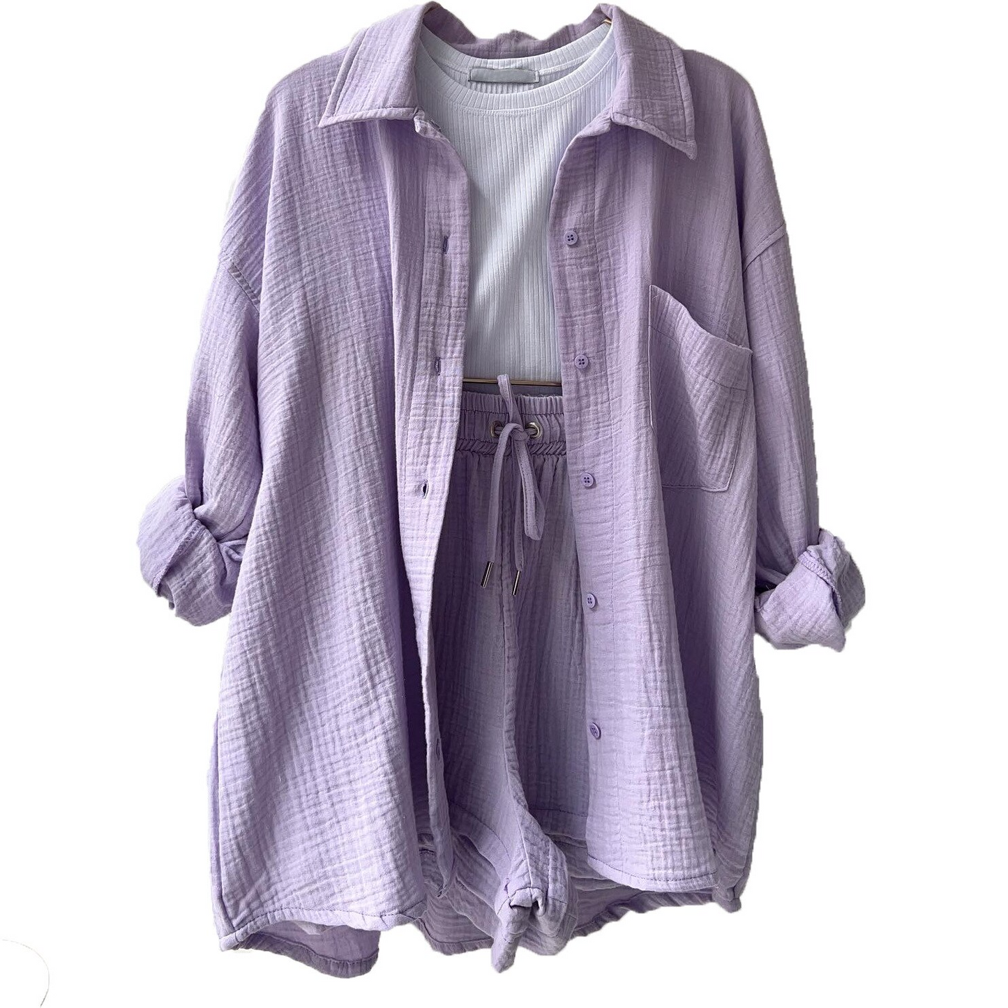 Tweedelige Dames Set - Katoenen Stof - Relaxed Fit - Casual Elegantie