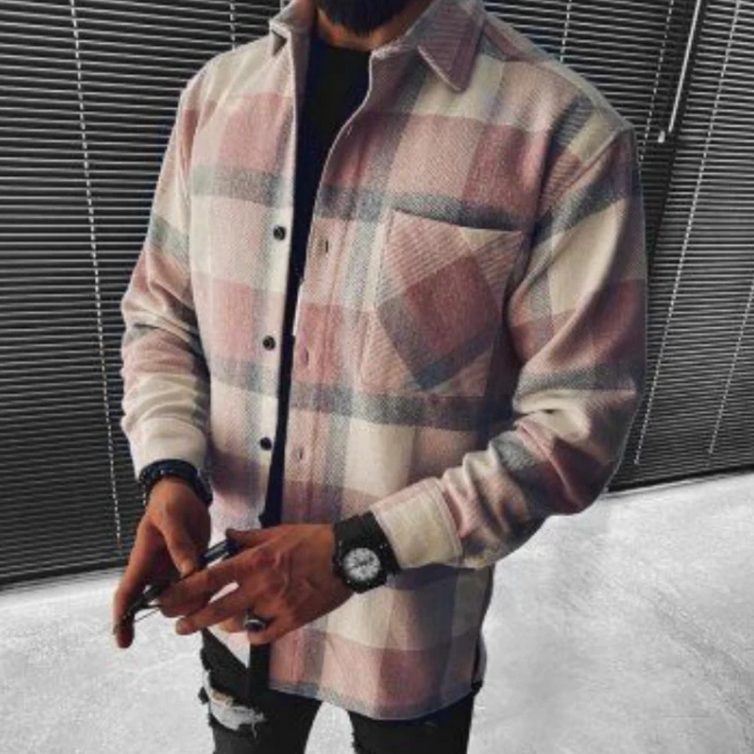 Variant image for Warm Geruit Heren Shirt Blauw-9