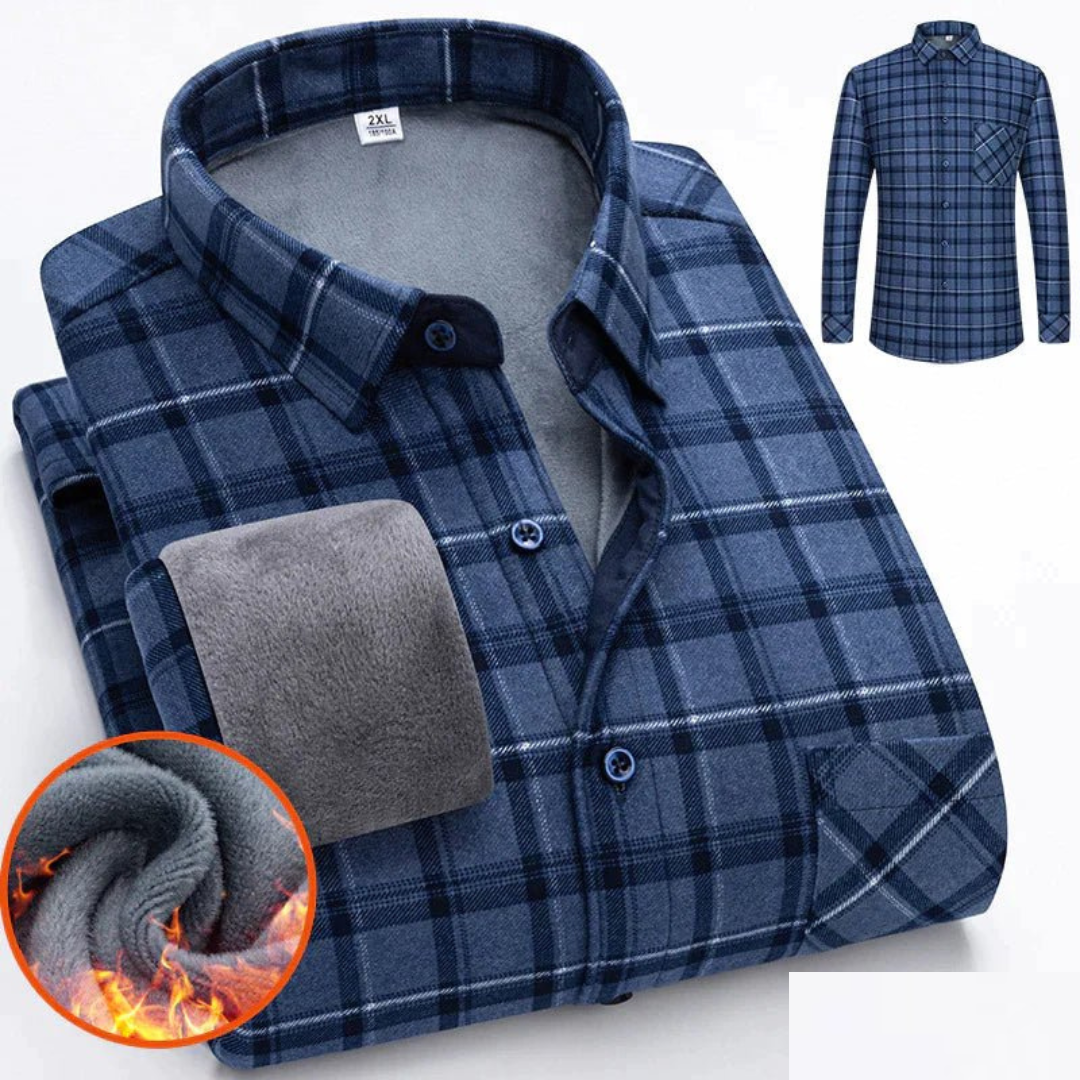 Warm Heren Shirt Met Knoopsluiting-3