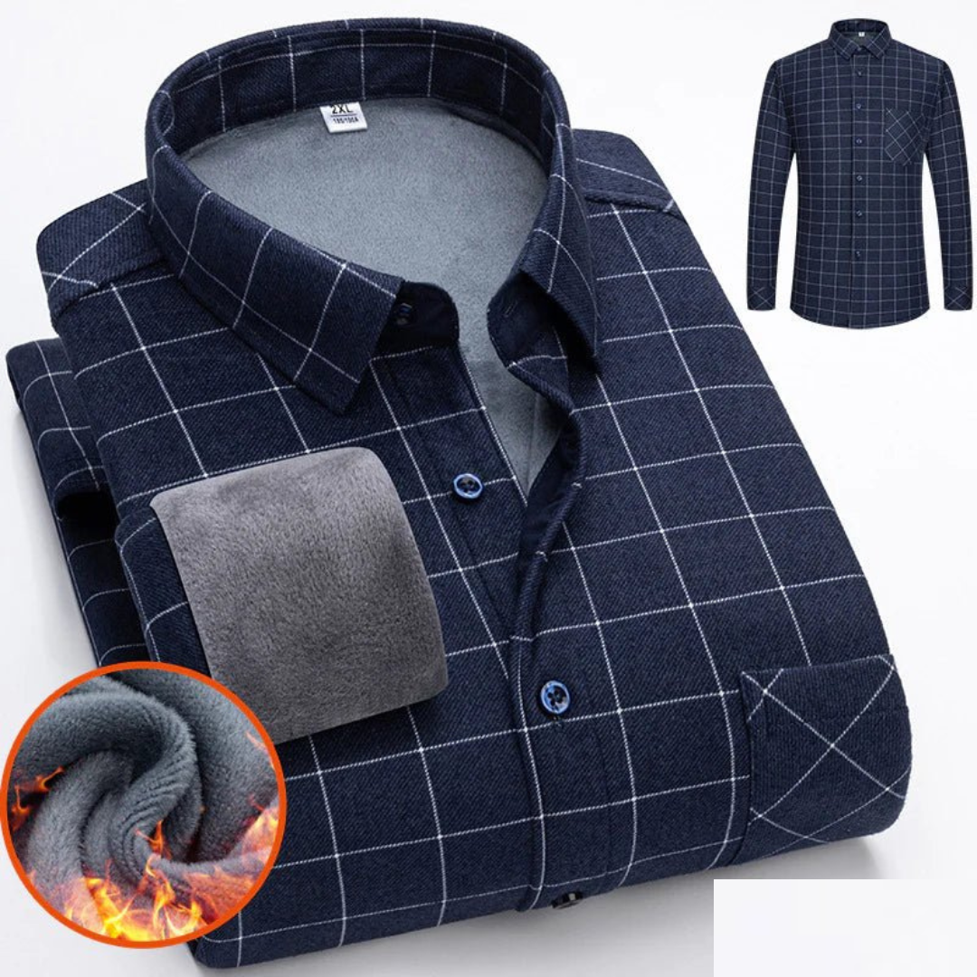 Warm Heren Shirt Met Knoopsluiting-2