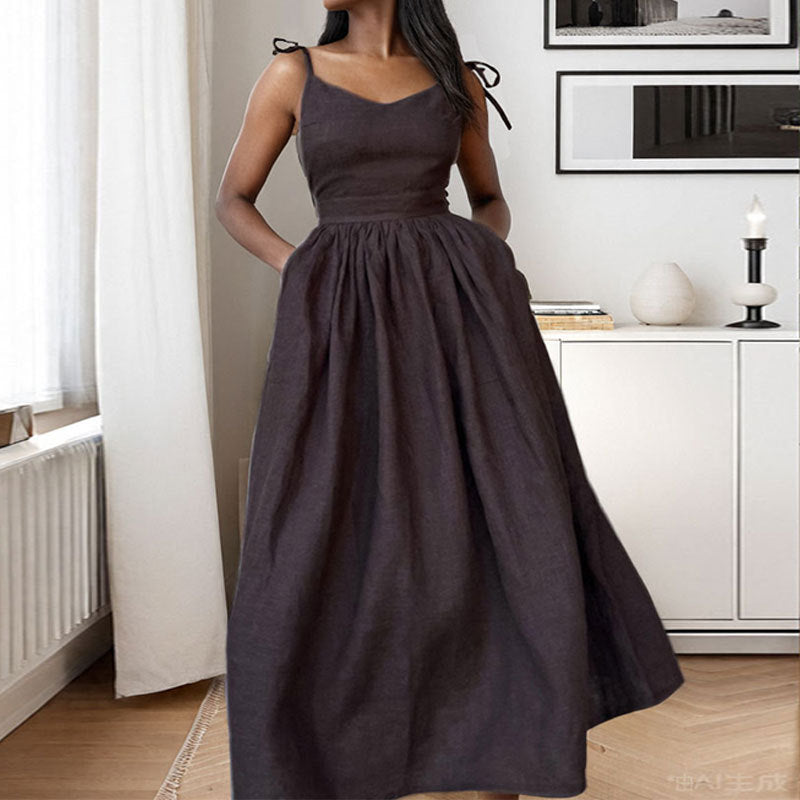 Variant image for Zomerjurk Dames | Midi-jurk Met V-hals En Open Rug | Lisa-21
