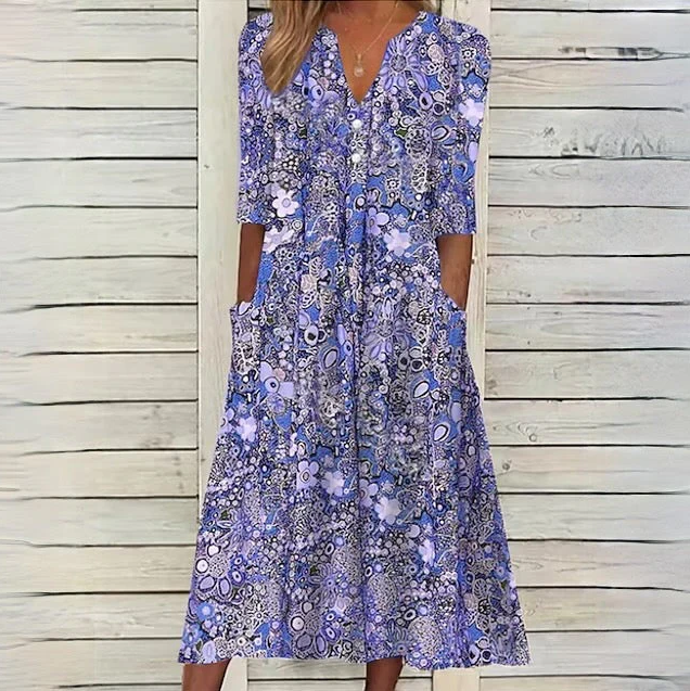 Variant image for Zomerjurk | Jurken Dames Midi met Bloemenprint | Hannah-9