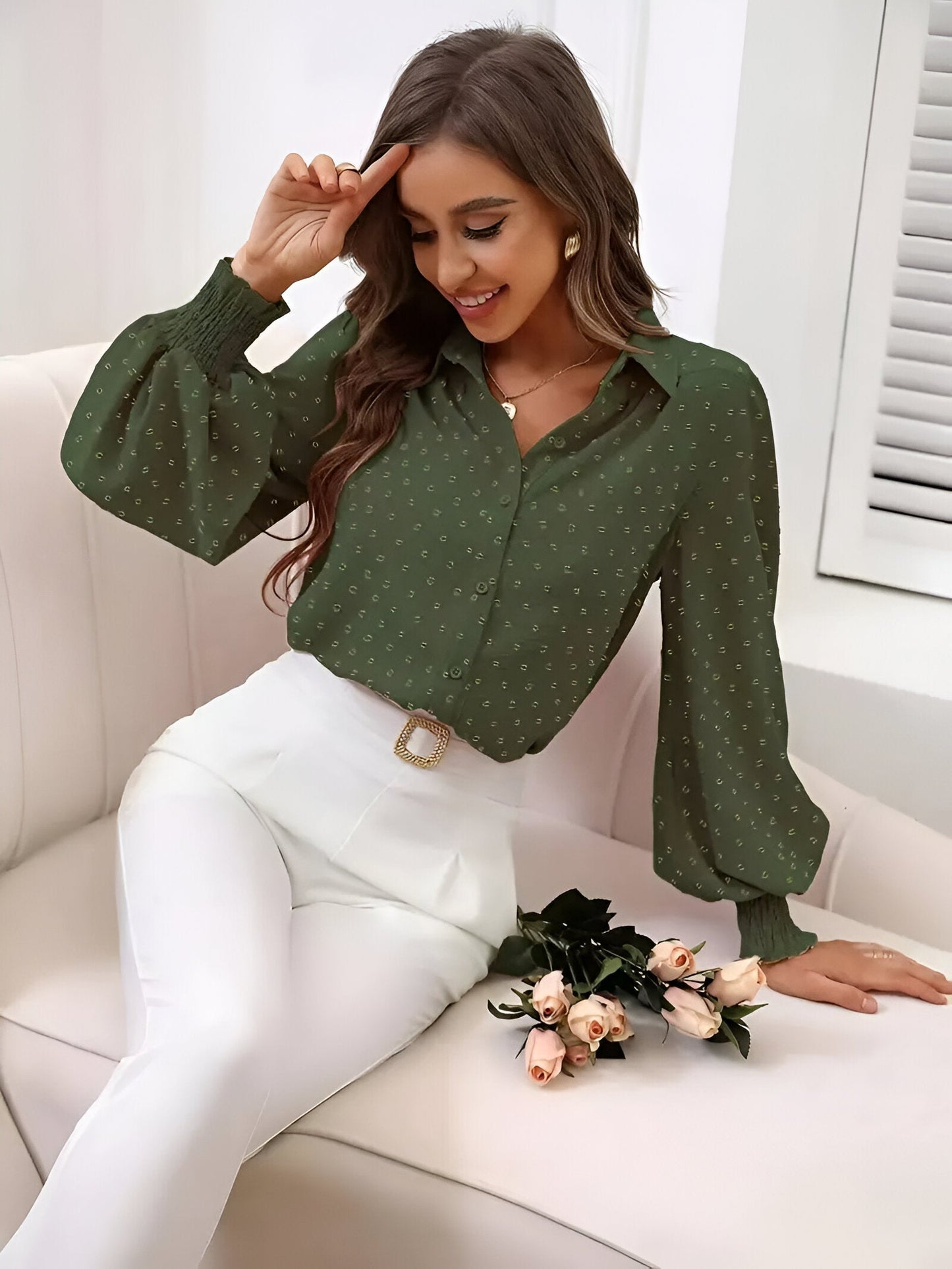 Zwarte Dames Blouse Lange Mouw-3